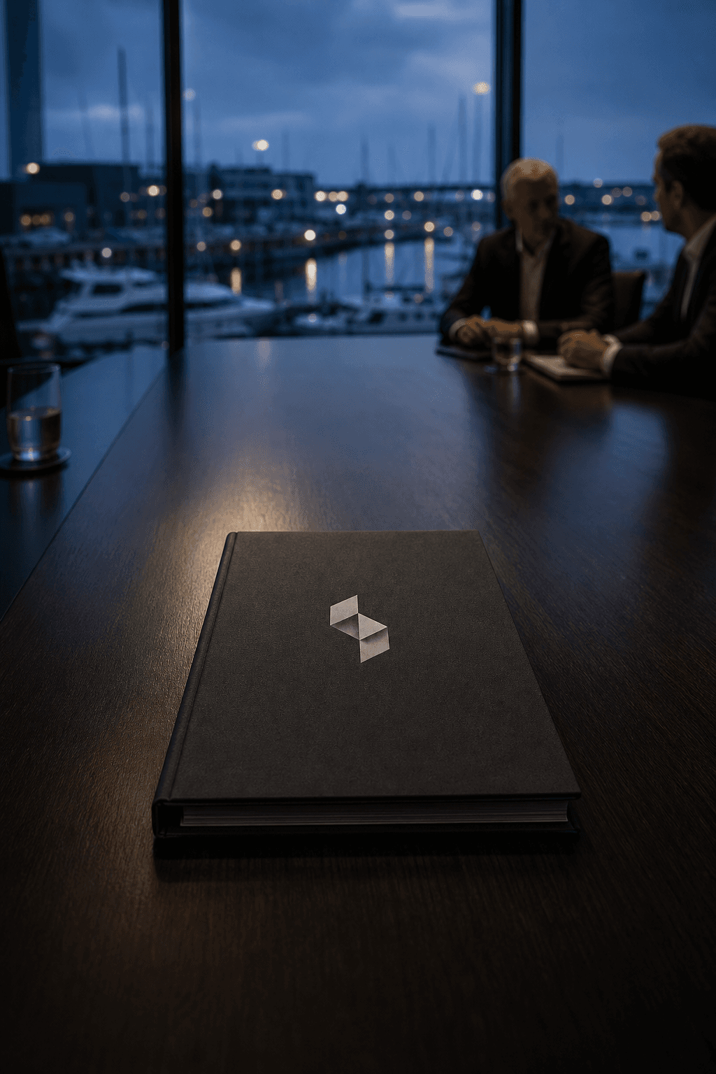 Suntiq investor materials in a marina boardroom